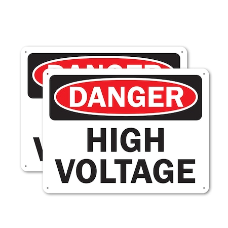 Signmission High Voltage Danger Sign, Plastic, 10in W x 7in L, 2PK OS-2PACK-DS-P-710-L-19395